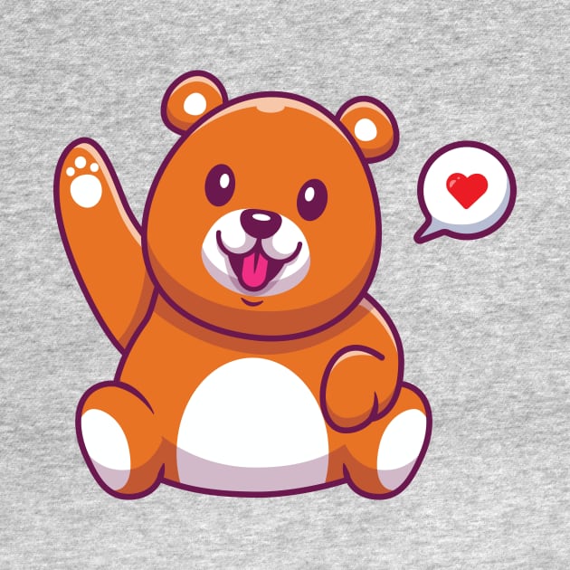 Cute Bear Waving Hand Cartoon by Catalyst Labs